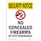 Signmission OSHA Security Sign, 7" Height, No Concealed Weapons, Portrait, SN-D-57-V-11722 OS-SN-D-57-V-11722 - alternate 1